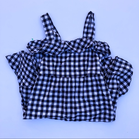 J Crew Black and White Gingham Ruffle Dress Size 10 - Picture 4 of 8
